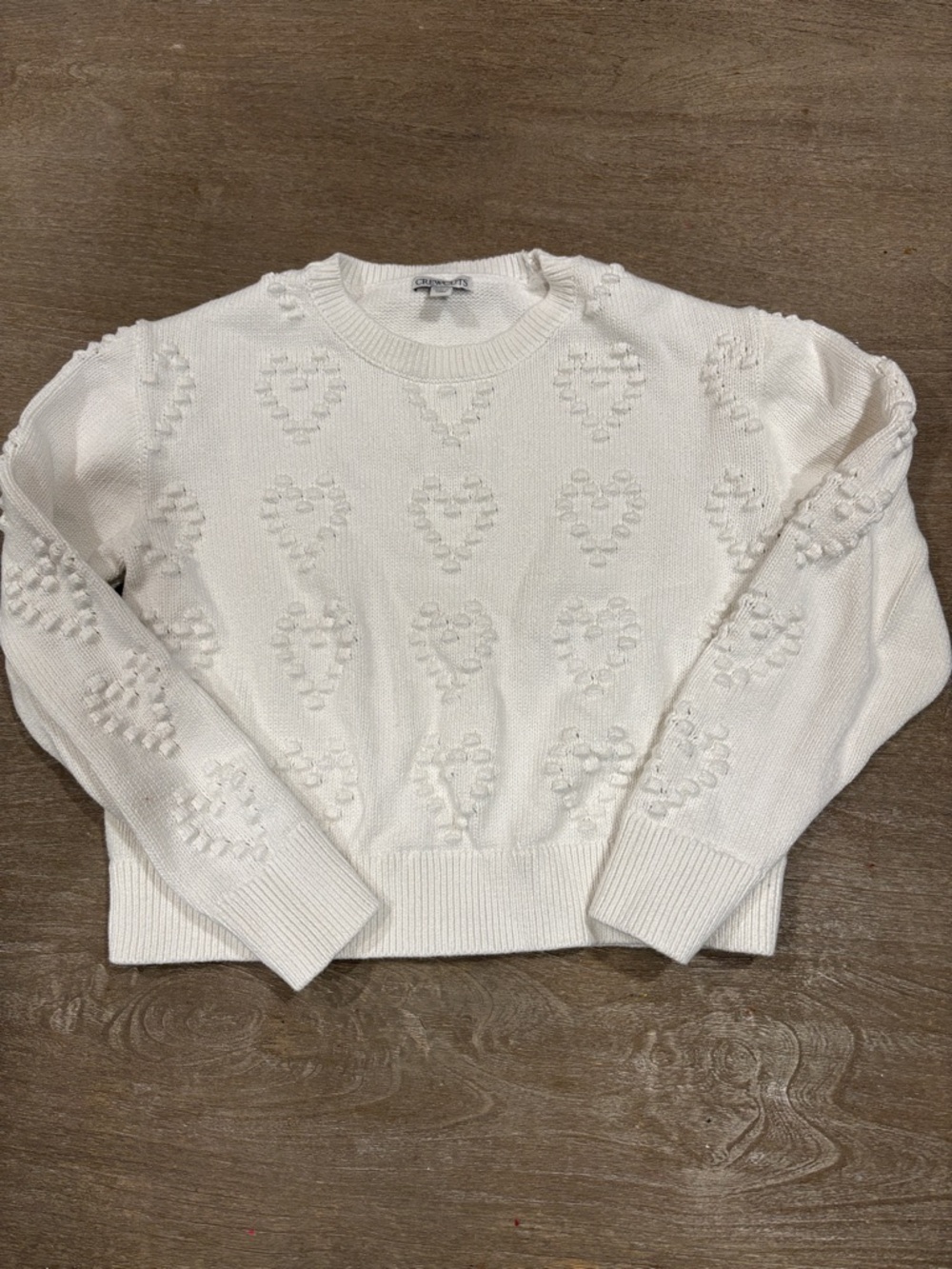 Crewcuts White Heart-Textured Crewneck Sweater sz XXL 14-15